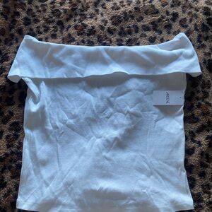 Ardene White Ribbed Off the Shoulder top